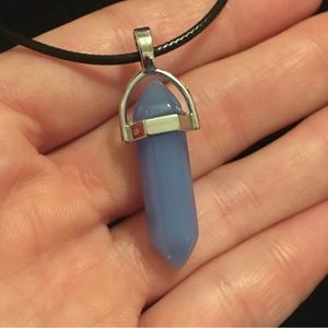 Blue Synthetic Crystal Point Stone Necklace